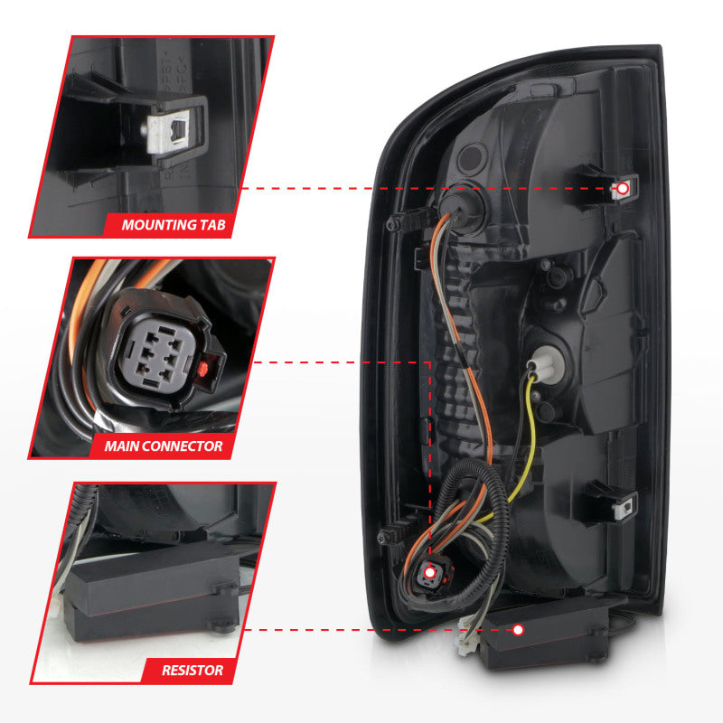 ANZO 15-21 GMC Canyon Full LED Tail Lights w/ Red Lightbar Black Housing Smoke Lens 311435