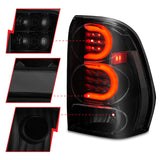 ANZO 2002-2009 Chevrolet Trailblazer LED Tail Lights w/ Light Bar Black Housing Smoke Lens 311372