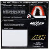 AEM 10 Dodge Ram 2500/3500 6.7L L6 DSL 11in L x 9.75in W x 6.5in H Replacement DryFlow Air Filter AE-07087