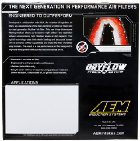 AEM 10 Dodge Ram 2500/3500 6.7L L6 DSL 11in L x 9.75in W x 6.5in H Replacement DryFlow Air Filter AE-07087