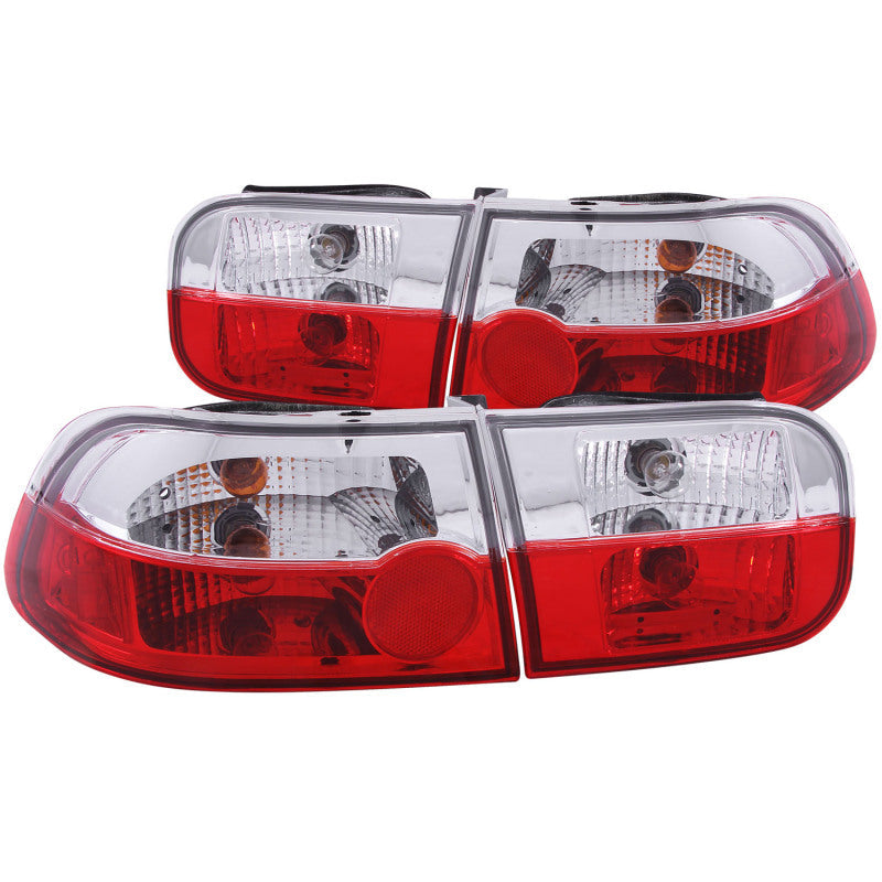 ANZO 1992-1995 Honda Civic Taillights Red/Clear 221220