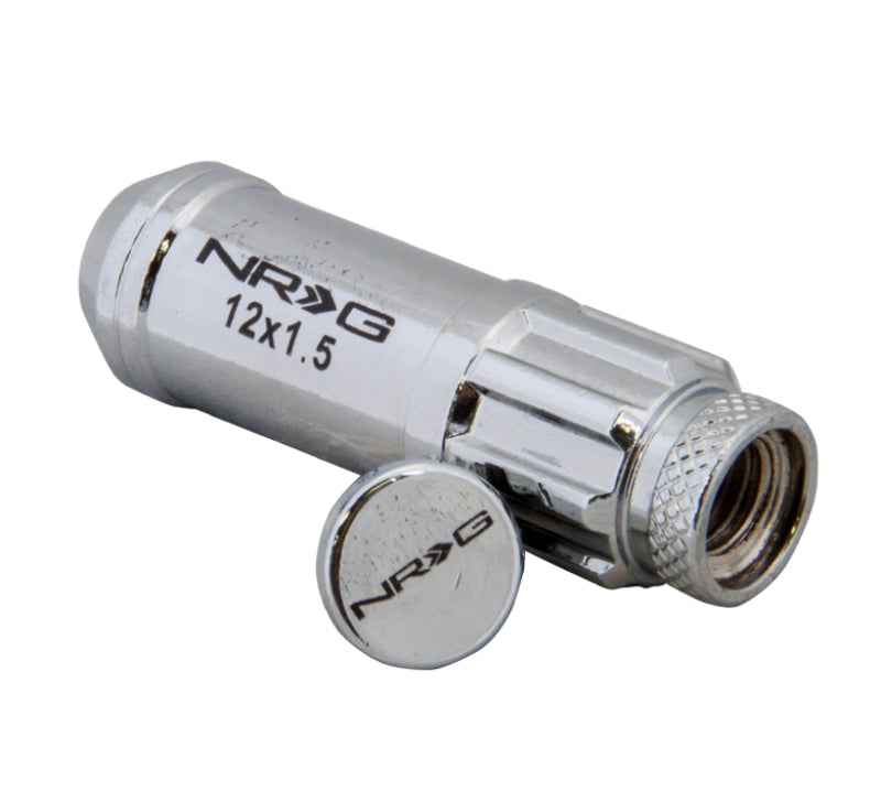 NRG 700 Series M12 X 1.5 Steel Lug Nut w/Dust Cap Cover Set 21 Pc w/Locks & Lock Socket - Silver LN-LS700SL-21