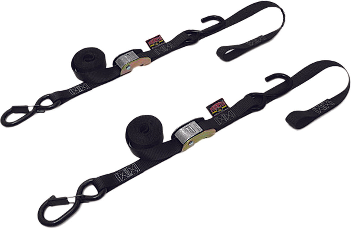 POWERTYE Tie-Down Cam Sec Hook Soft-Tye 1.5"X6' Black/Black Pair 29622-S