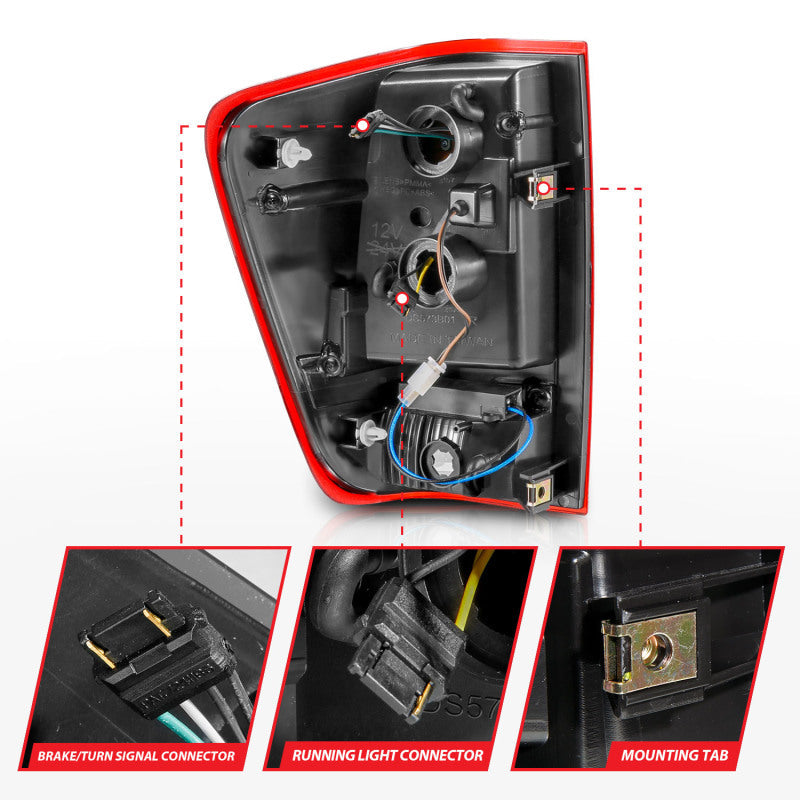 Anzo 04-15 Nissan Titan Full LED Tailights Chrome Housing Red/Clear Lens 311422