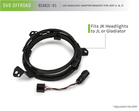 DV8 Offroad 18+ Jeep JL/Gladiator TJ / 7in Headlights Adapter Kit BCABJL-01