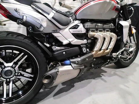 Vandemon Triumph Rocket 3R & GT 2500 2019-25 Titanium Bimodal Stealth Titanium Slip-On Mufflers TRIUMROCKET3O2MUFA VA-152