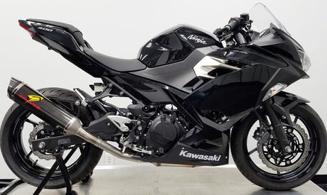 Graves Motorsports  Cat Back Slip-On Exhaust Carbon Ninja Ex /Z 400 2018-2023 /Ninja 500 /Z  2024 -2025 3 Exk-18ex4-Cbsc
