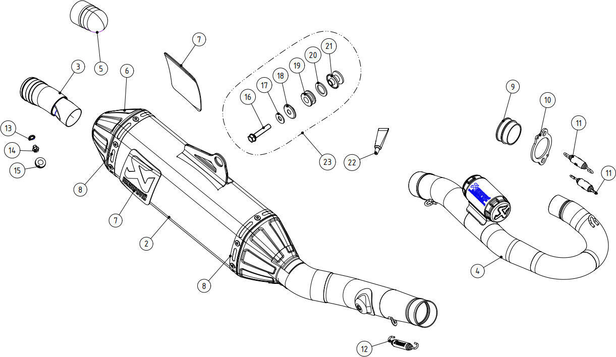 Escape AKRAPOVIC Evolution - Titanio RM-Z 250 2019-2023 S-S2MET6-BNTA 1820-1905 