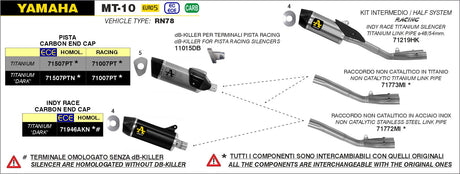 Arrow  Db Killer Arrow Pista Ø42mm Yamaha Mt-10 (22-23)  11015db