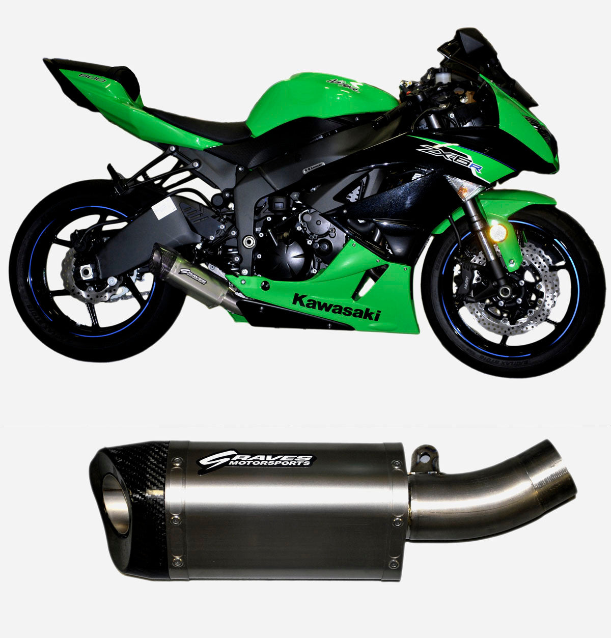 Graves motorsports  slip-on exhaust  ZX6R 2009-2016 and ZX636 2013-2017 EXK-13ZX6-CETT