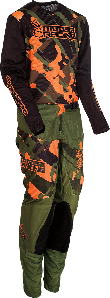 Camiseta de malla Agroid juvenil MOOSE RACING - Oliva/Naranja - Grande 2912-2177 