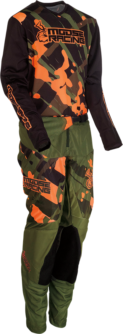 MOOSE RACING Youth Agroid Pants - Olive/Orange - 28 2903-2182