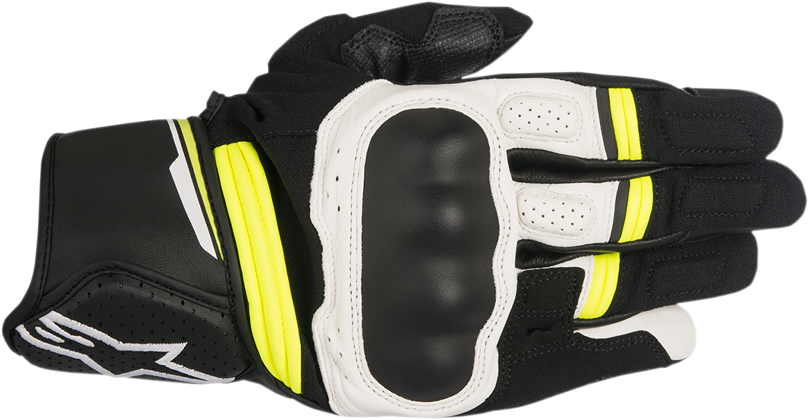 ALPINESTARS Booster Gloves - Black/White/Fluo Yellow - Large 3566917-125-L