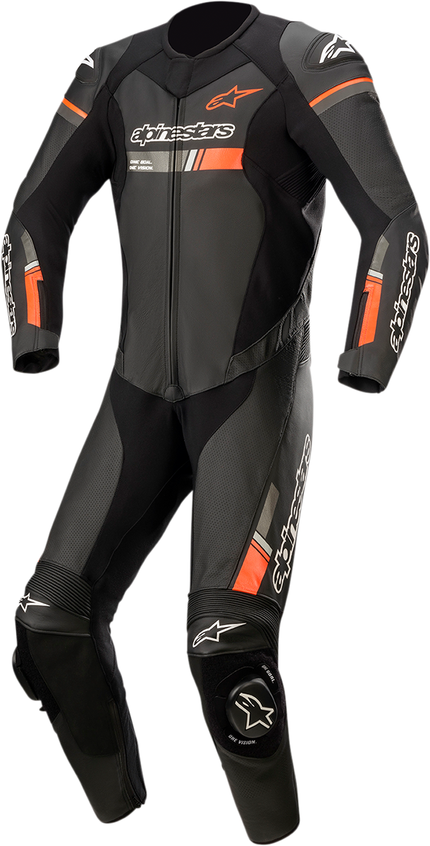 Traje de cuero de 1 pieza ALPINESTARS GP Force Chaser - Negro/Rojo fluorescente - EE. UU. 48 / UE 58 3150321-1030-58