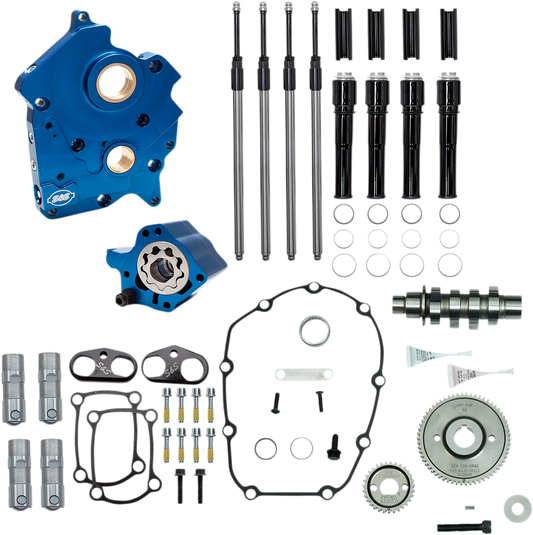S&S CYCLE Cam Chest Kit with Plate M8 - Gear Drive - Water Cooled - 465 Cam - Black Pushrods 310-1009A