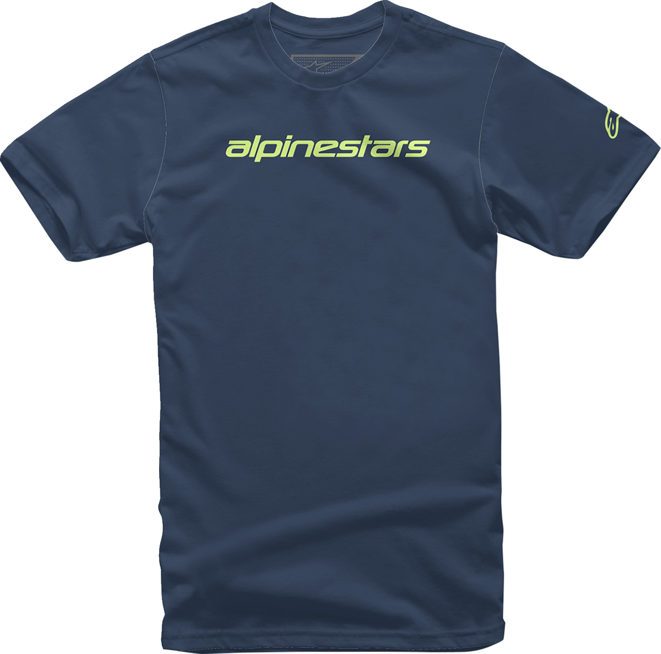 ALPINESTARS Linear Wordmark T-Shirt - Navy/Lime - 2XL 12127202070362X