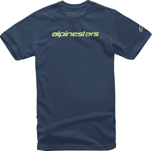 Camiseta ALPINESTARS Linear Wordmark - Azul marino/Lima - Mediana 1212-720207036M