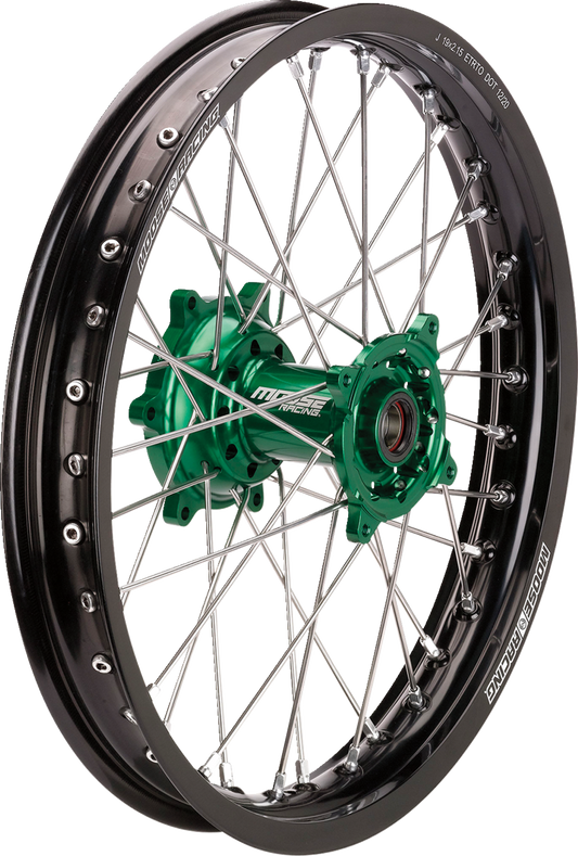 MOOSE RACING Wheel Assembly - SX-1 - Complete - Rear - Black Wheel/Green Hub - 19x2.15 - Kawasaki KR-21519-BKGN