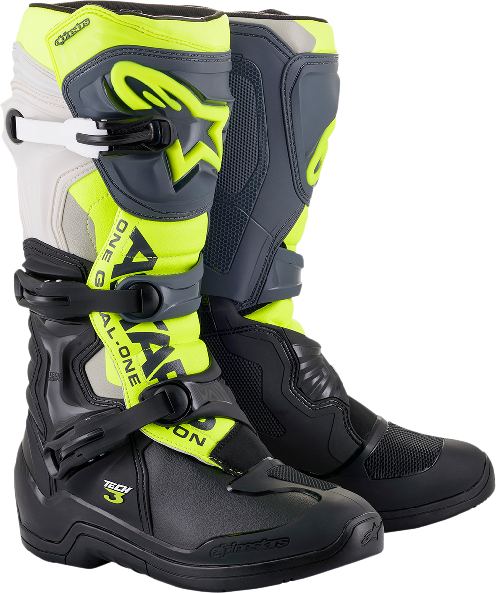 ALPINESTARS Tech 3 Boots - Black/Gray/Yellow Fluorescent - US 11 2013018-1055-11