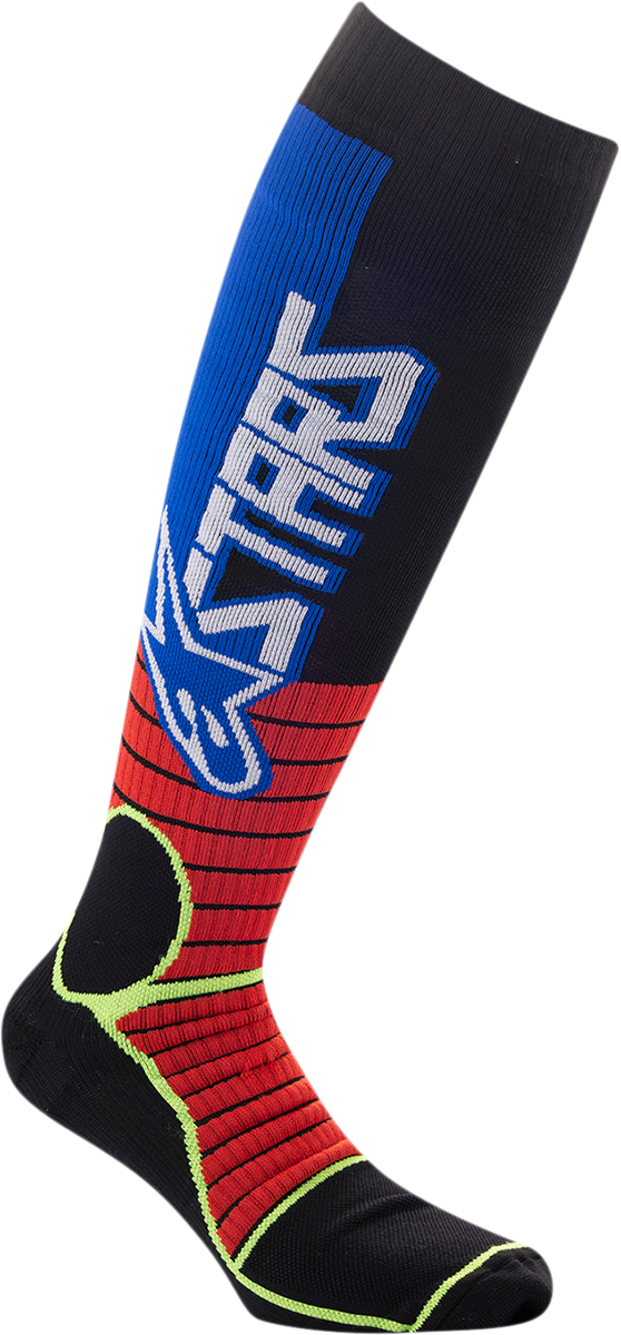 Calcetines ALPINESTARS MX Pro - Rojo/Amarillo/Azul - Grande 4701520-3057-L 