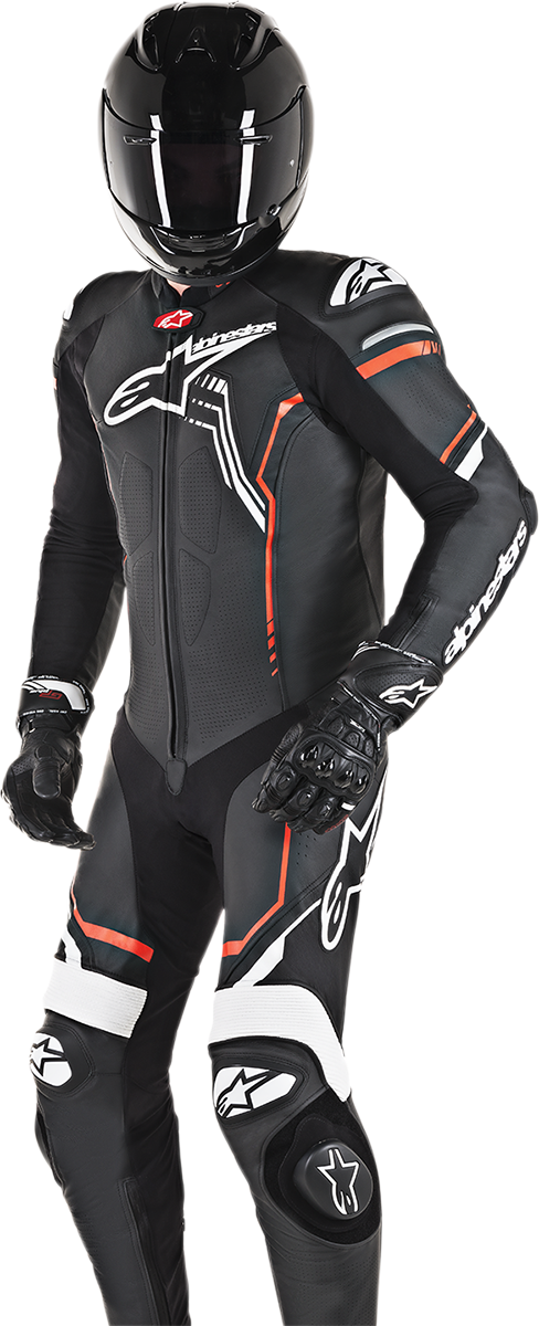 ALPINESTARS GP Plus v2 1-Piece Leather Suit - Black/Red Fluorescent - US 46 / EU 56 3150518-1231-56