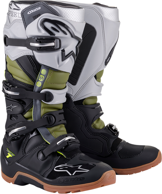 ALPINESTARS Tech 7 Enduro Boots - Black/Silver/Green - US 10 2012114-1916-10