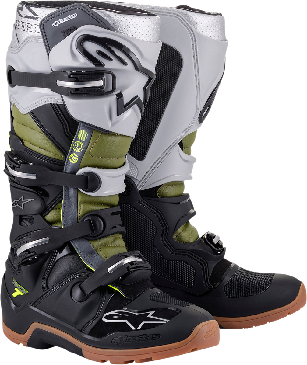 ALPINESTARS Tech 7 Enduro Boots - Black/Silver/Green - US 11 2012114-1916-11