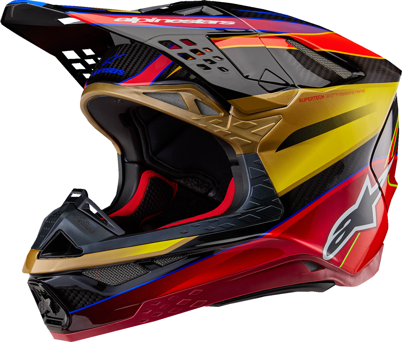 ALPINESTARS Supertech M10 Helmet - Era - MIPS® - Gloss Gold/Yellow/Rio Red - Small 8301223-5938-S