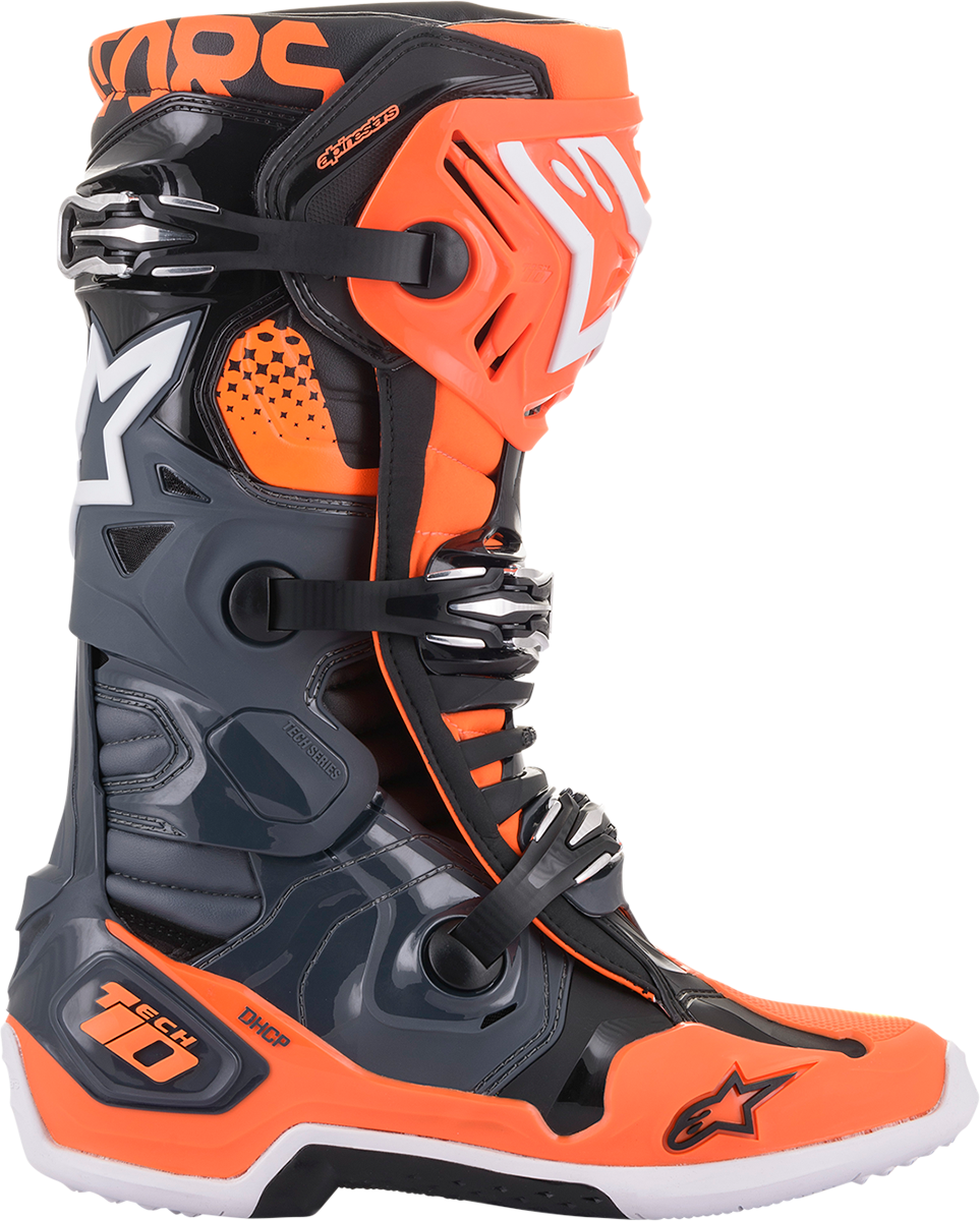 Botas ALPINESTARS Tech 10 - Naranja fluorescente/Gris frío - EE. UU. 11 2010020-9040-11 