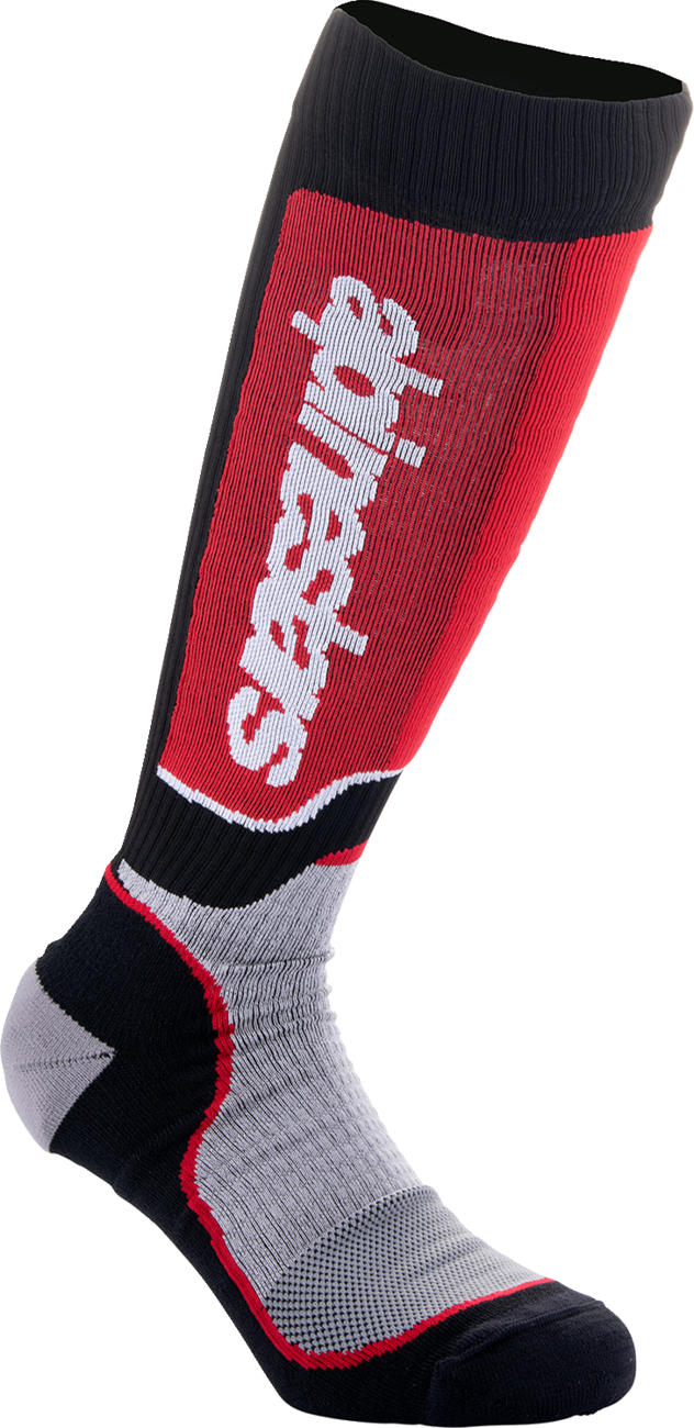 Calcetines ALPINESTARS Youth MX Plus - Negro/Rojo/Gris - Mediano/Grande 4742324-1215-ML 