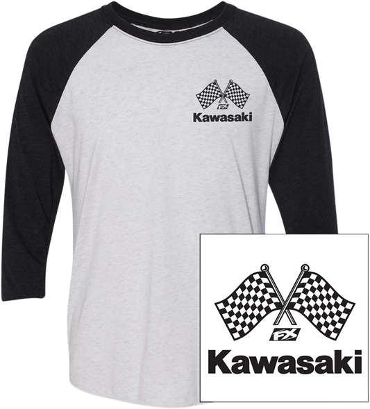 FACTORY EFFEX Kawasaki Finish Line Baseball T-Shirt - White/Black - Large 23-87124