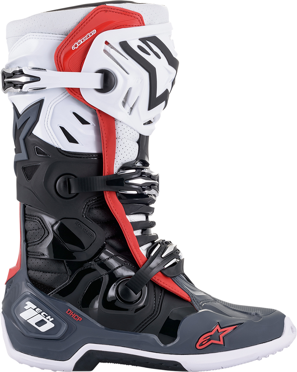 Botas superventiladas ALPINESTARS Tech 10 - Negro/Blanco/Gris/Rojo - US 9 2010520-1213-9 