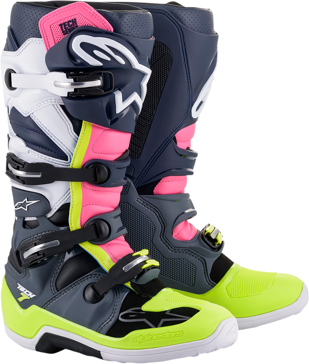 ALPINESTARS Tech 7 Boots - Black/Pink/White/Yellow - US 12 2012014-9076-12