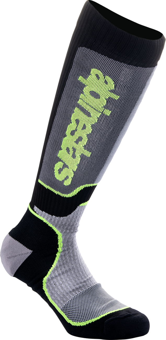 Calcetines ALPINESTARS Youth MX Plus - Negro/Gris/Amarillo - Mediano/Grande 4742324-175-ML 