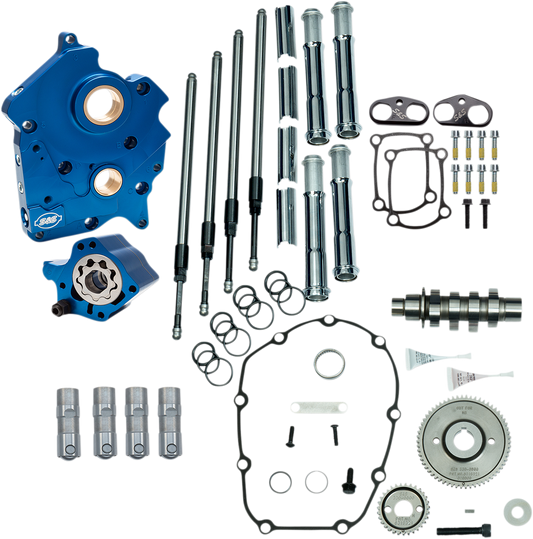 S&S CYCLE Cam Chest Kit with Plate M8 - Gear Drive - Oil Cooled - 475 Cam - Chrome Pushrods 310-1006A
