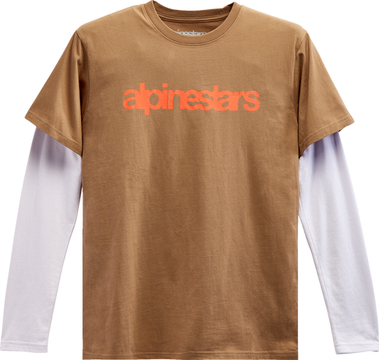 Camiseta de manga larga ALPINESTARS Stack - Arena/Rojo cálido - 2XL 12137130023312X 