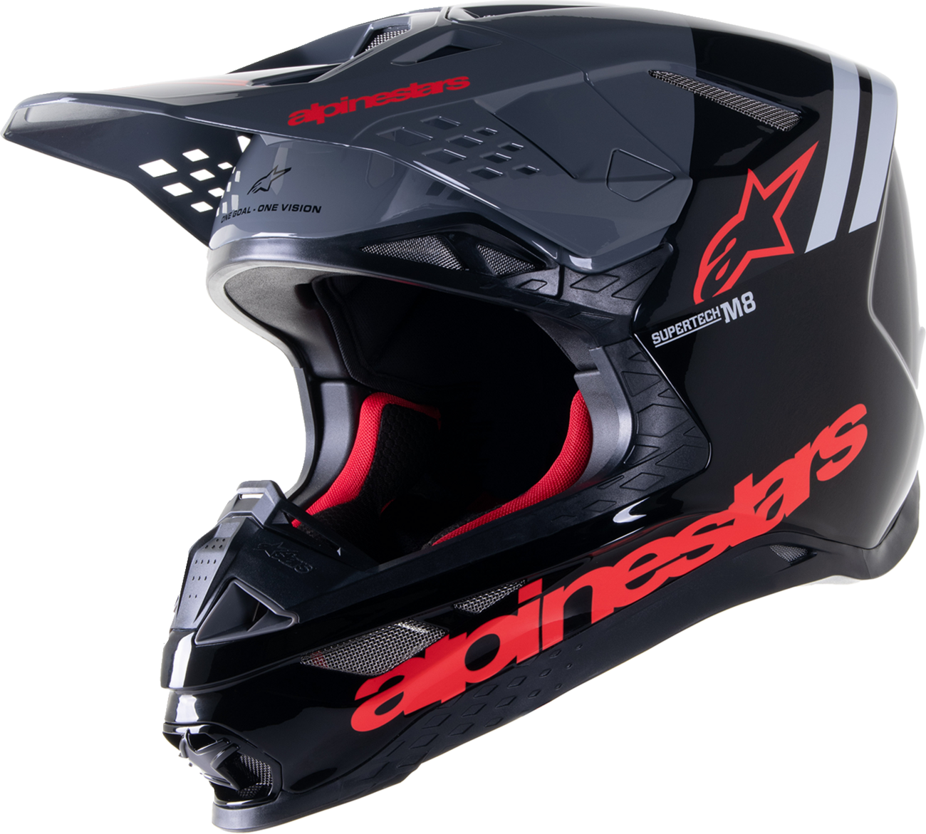 ALPINESTARS Supertech M8 Helmet - Radium 2 - MIPS® - Gloss Black/Neon Red - Medium 8301523-1397-MD