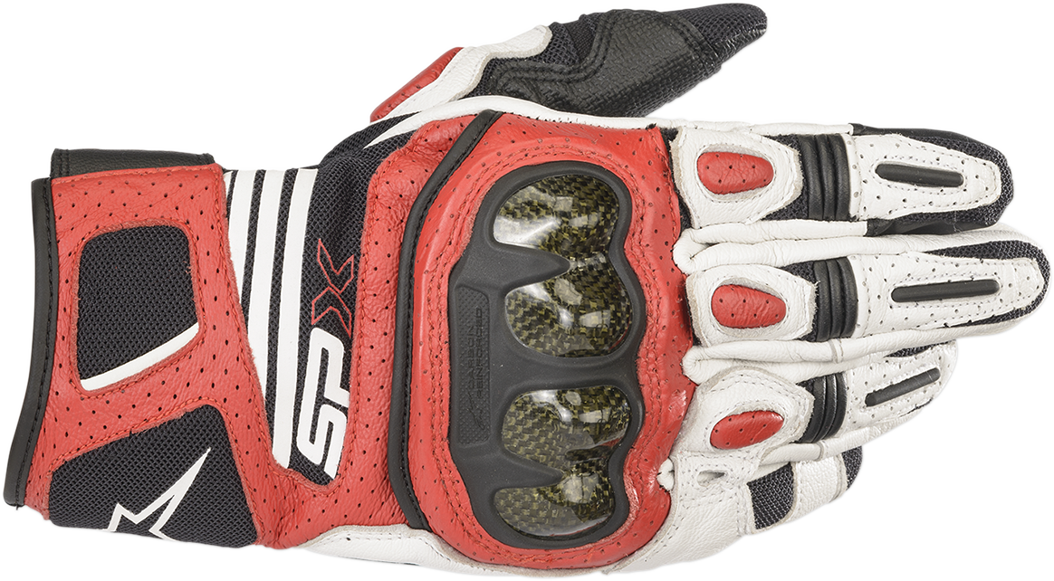 Guantes ALPINESTARS SPX AC V2 - Blanco/Negro/Rojo brillante - Grande 3567319-2030-L