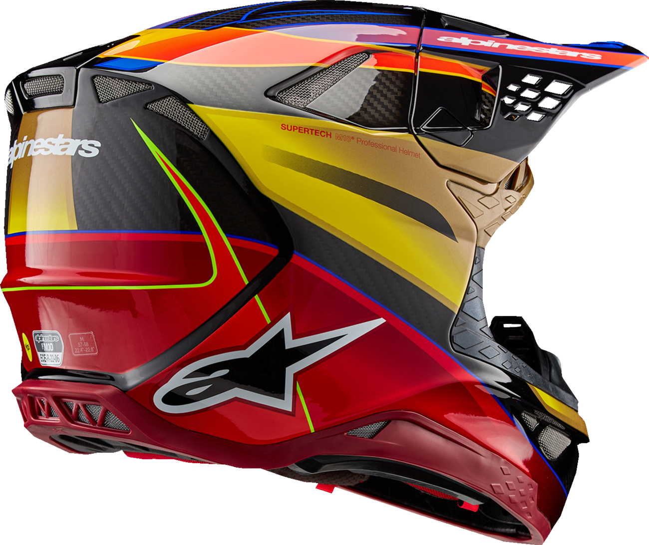 ALPINESTARS Supertech M10 Helmet - Era - MIPS® - Gloss Gold/Yellow/Rio Red - Large 8301223-5938-L