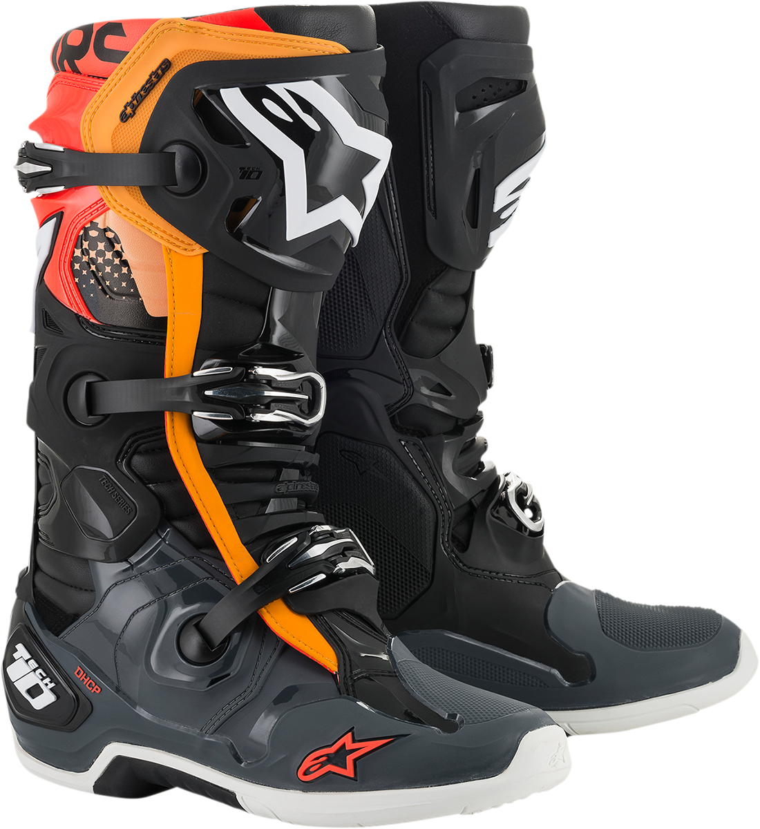Botas ALPINESTARS Tech 10 - Negro/Gris/Naranja/Rojo fluorescente - US 8 2010020-1143-8 