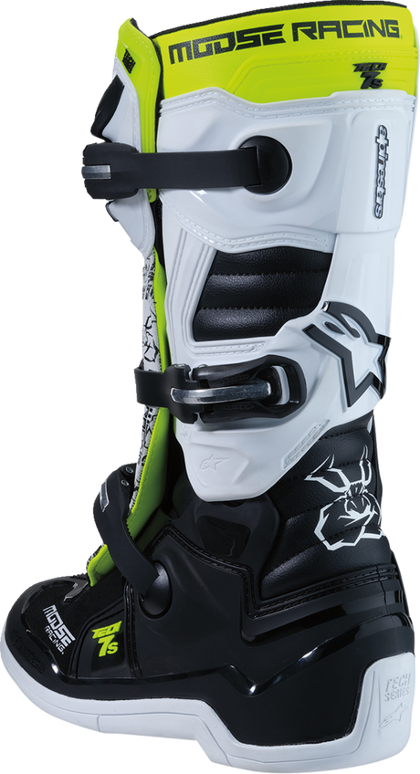 MOOSE RACING Youth Tech 7S Boots - Black/White/Yellow - US 5 0215024-125-5