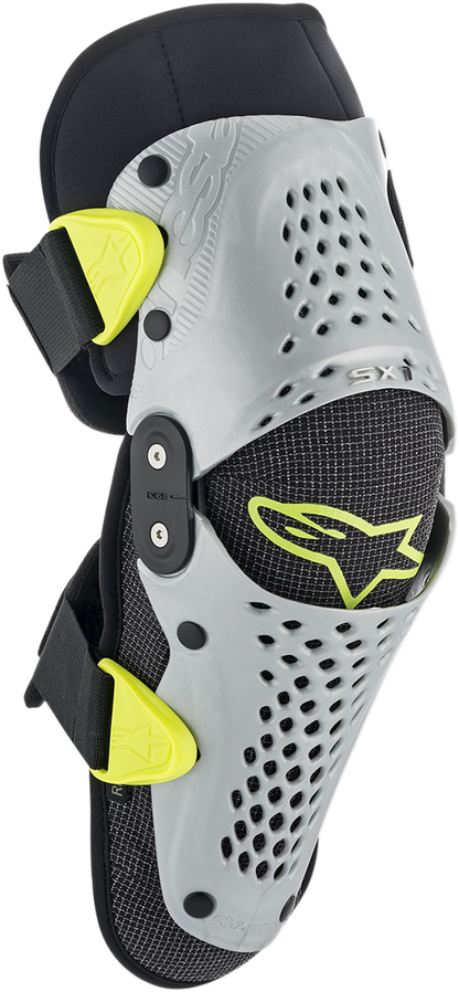 ALPINESTARS Youth SX-1 Knee Protectors - Silver/Yellow Fluo - S/M 6546319195SM