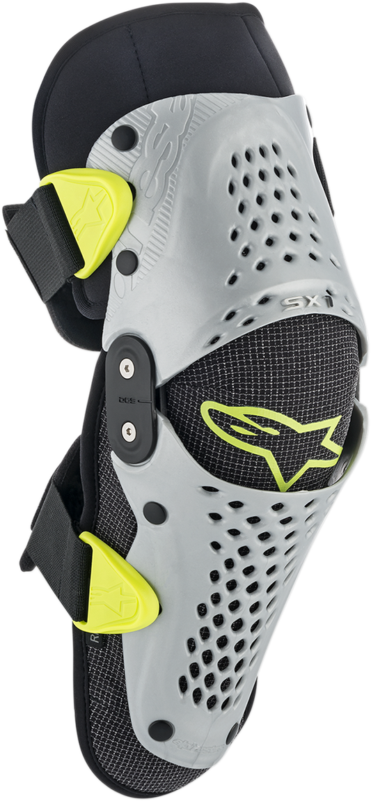 ALPINESTARS Youth SX-1 Knee Protectors - Silver/Yellow Fluo - S/M 6546319195SM
