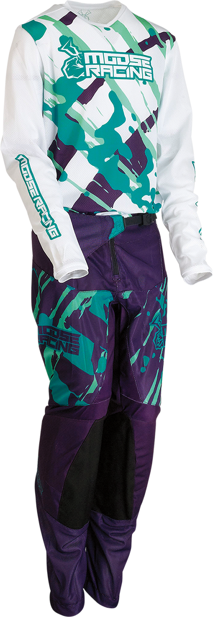 MOOSE RACING Pantalones Agroid para jóvenes - Púrpura/Verde azulado - 28 2903-2176 