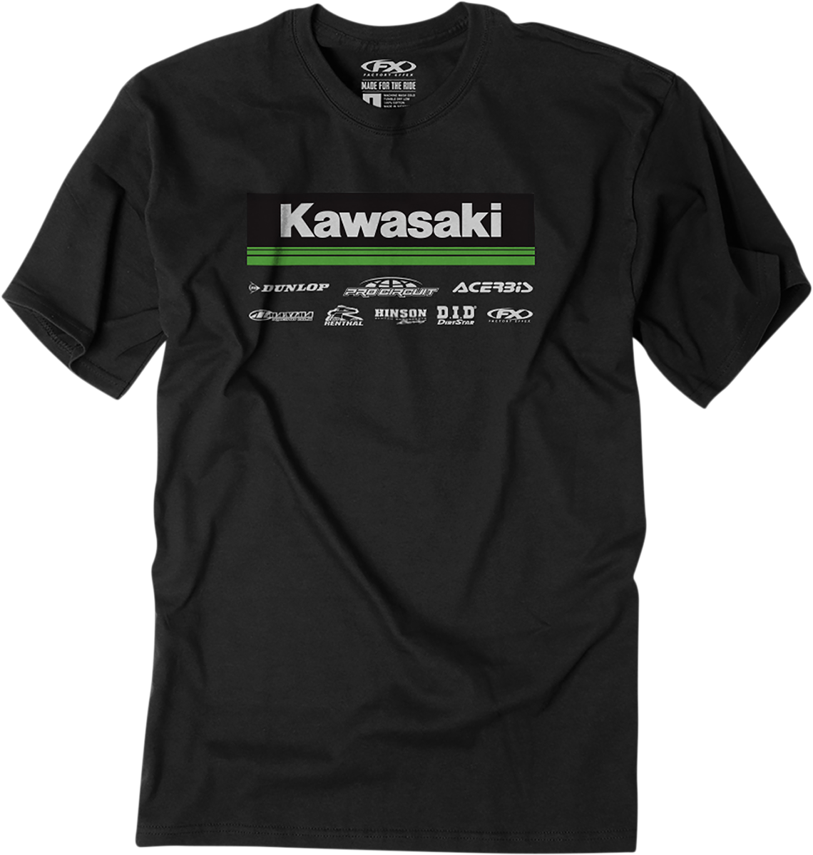 FACTORY EFFEX Camiseta Kawasaki 21 Racewear - Negro - 2XL 24-87128 