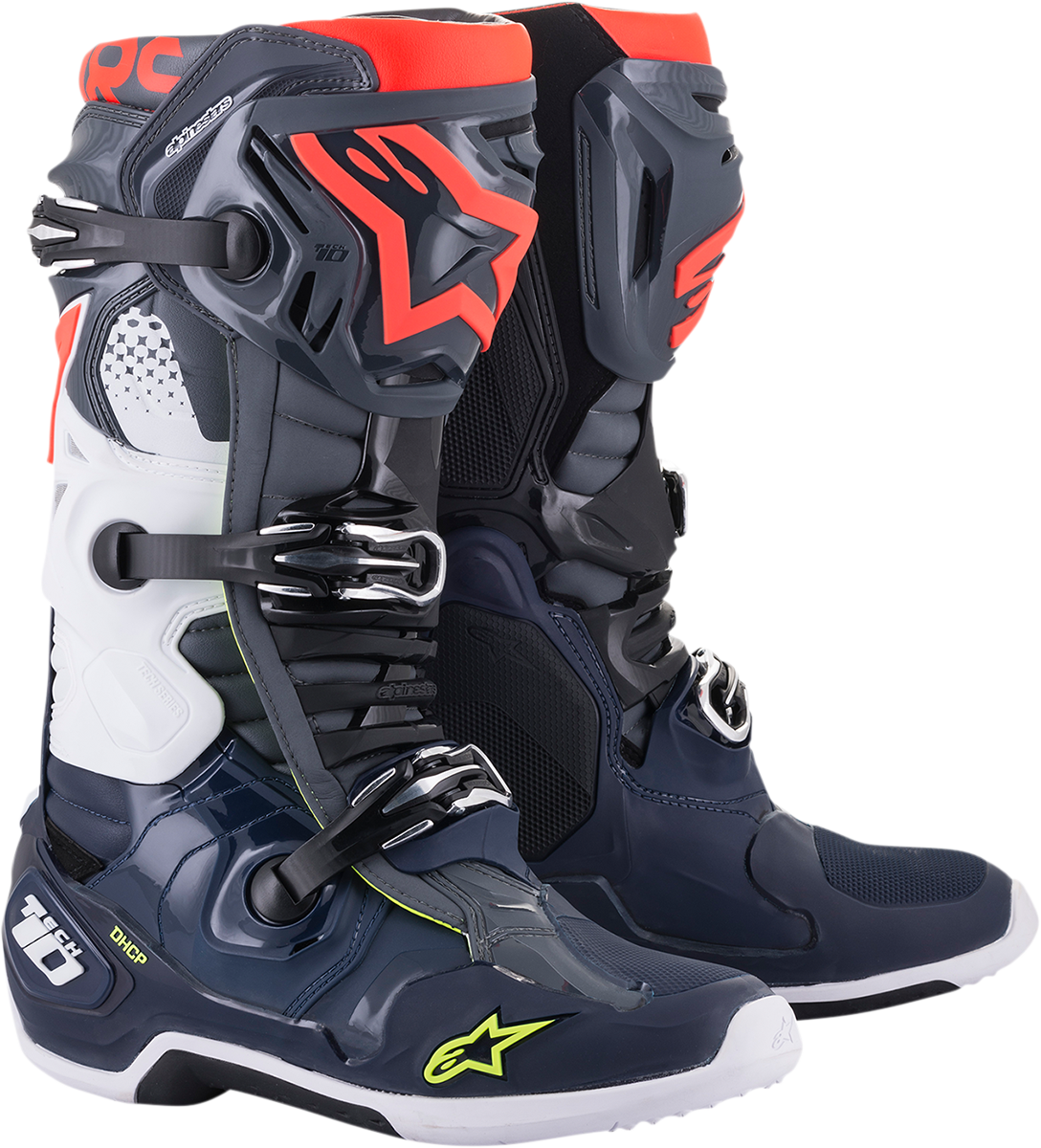 Botas ALPINESTARS Tech 10 - Gris oscuro/Azul oscuro/Rojo - US 13 2010020-9079-13 