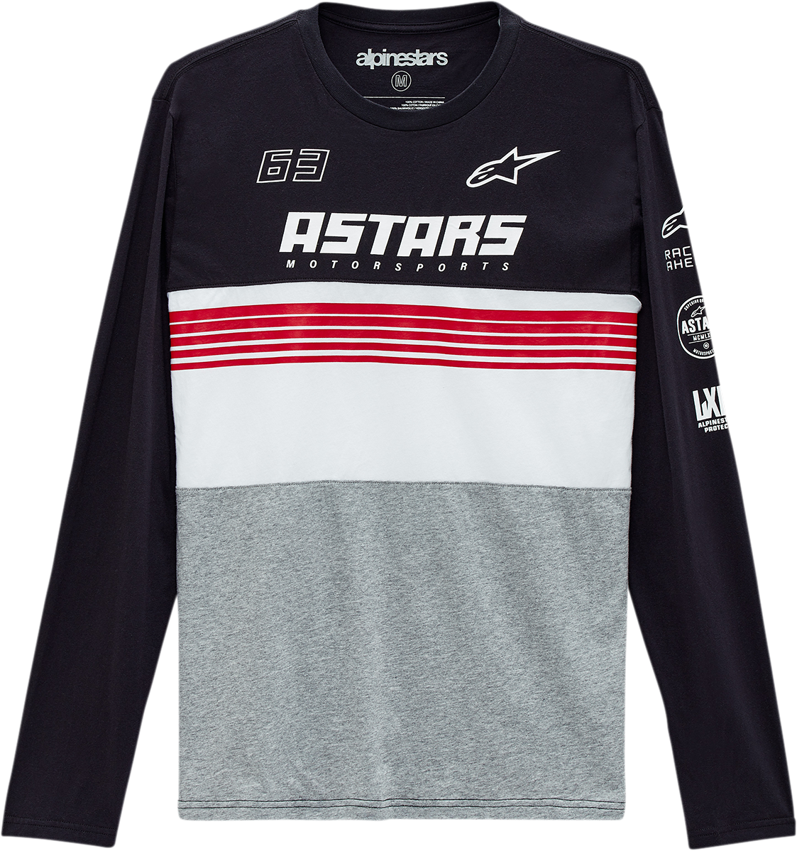 Camiseta de manga larga ALPINESTARS Turbo - Negro/Gris jaspeado - Mediana 1213711111028M