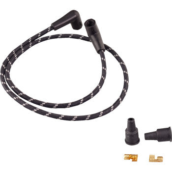 DRAG SPECIALTIES Plug Wires - Braided - Black/White 2104-0399