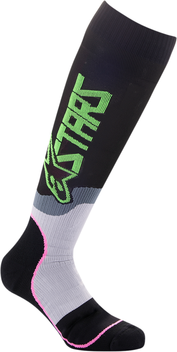 Calcetines ALPINESTARS Youth MX Plus-2 - Negro/Verde Neón/Rosa Fluo 4741920-1669 