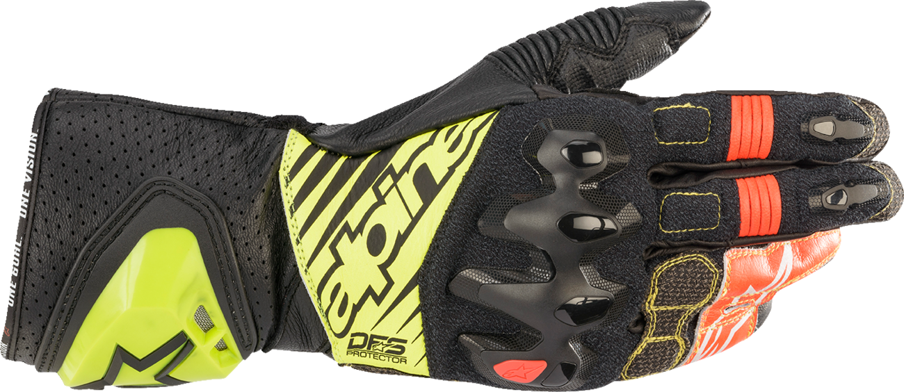 ALPINESTARS GP Tech V2 S Gloves - Black/Fluo Yellow/White/Fluo Red - 3XL 3556422-1503-3X